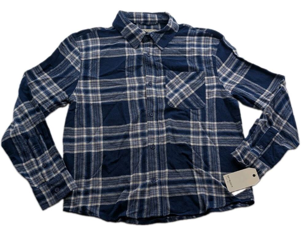 Retrofit Mens Size Small Flannel Long Sleeve Button-Up Plaid Collared Shirt NWT